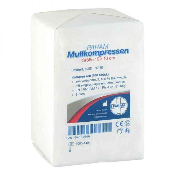 Mullkompressen 10x10 cm 8-fach unsteril (100 stk)