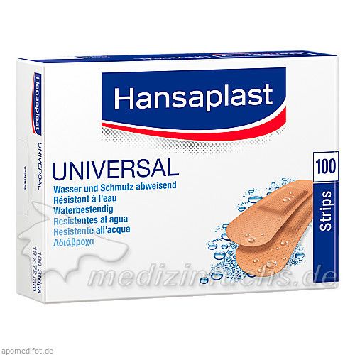 Hansaplast Universal Water Resist.19x72mm Strips, 100 ST