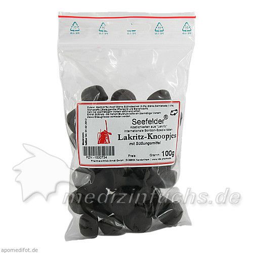 Seefelder Zuckerfreie Lakritz-Knoopjes KDA, 100 G