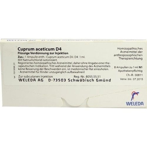 CUPRUM ACET D 4, 8X1 ML