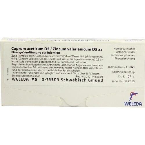 CUPRUM ACET D5 ZINC VAL D5, 8X1 ML