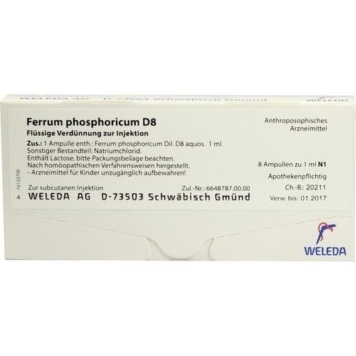 FERRUM PHOS D 8, 8X1 ML