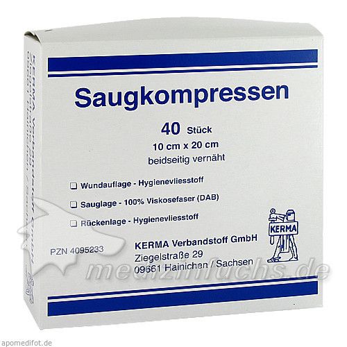 SAUGKOMPRESSEN 10CMX20CM UNSTERIL, 40 ST