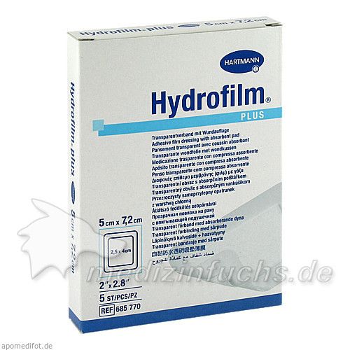 Hydrofilm Plus Transparentverband 5x7.2cm, 5 ST