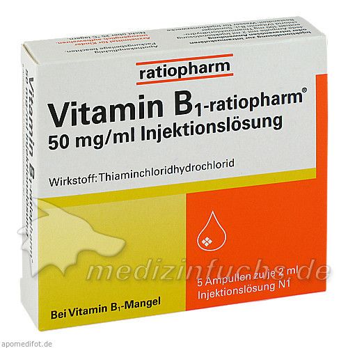 VITAMIN B1 ratiopharm 50mg/ml Inj.Lsg. Ampullen, 5X2 ML