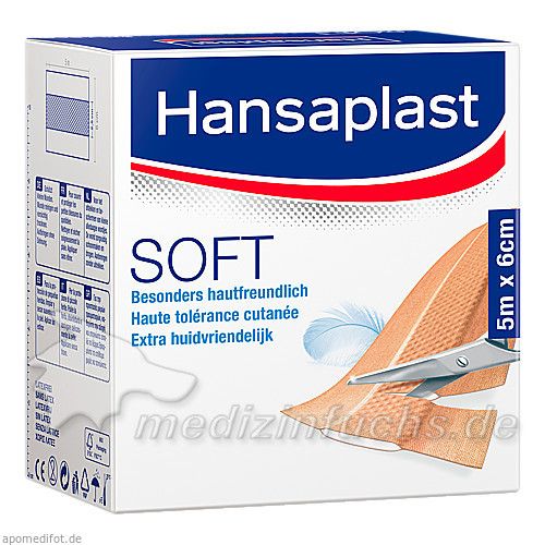 Hansaplast Soft 5mx6cm Rolle, 1 ST